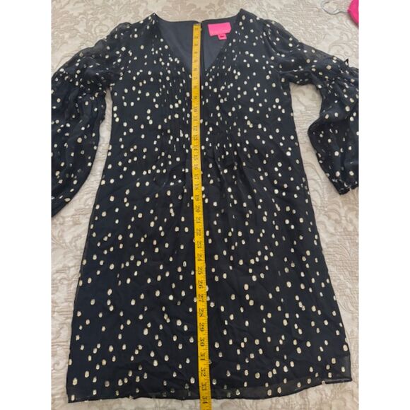 Lilly Pulitzer Cleme Silk Dress, Black/Gold, size 2. - Picture 7 of 8